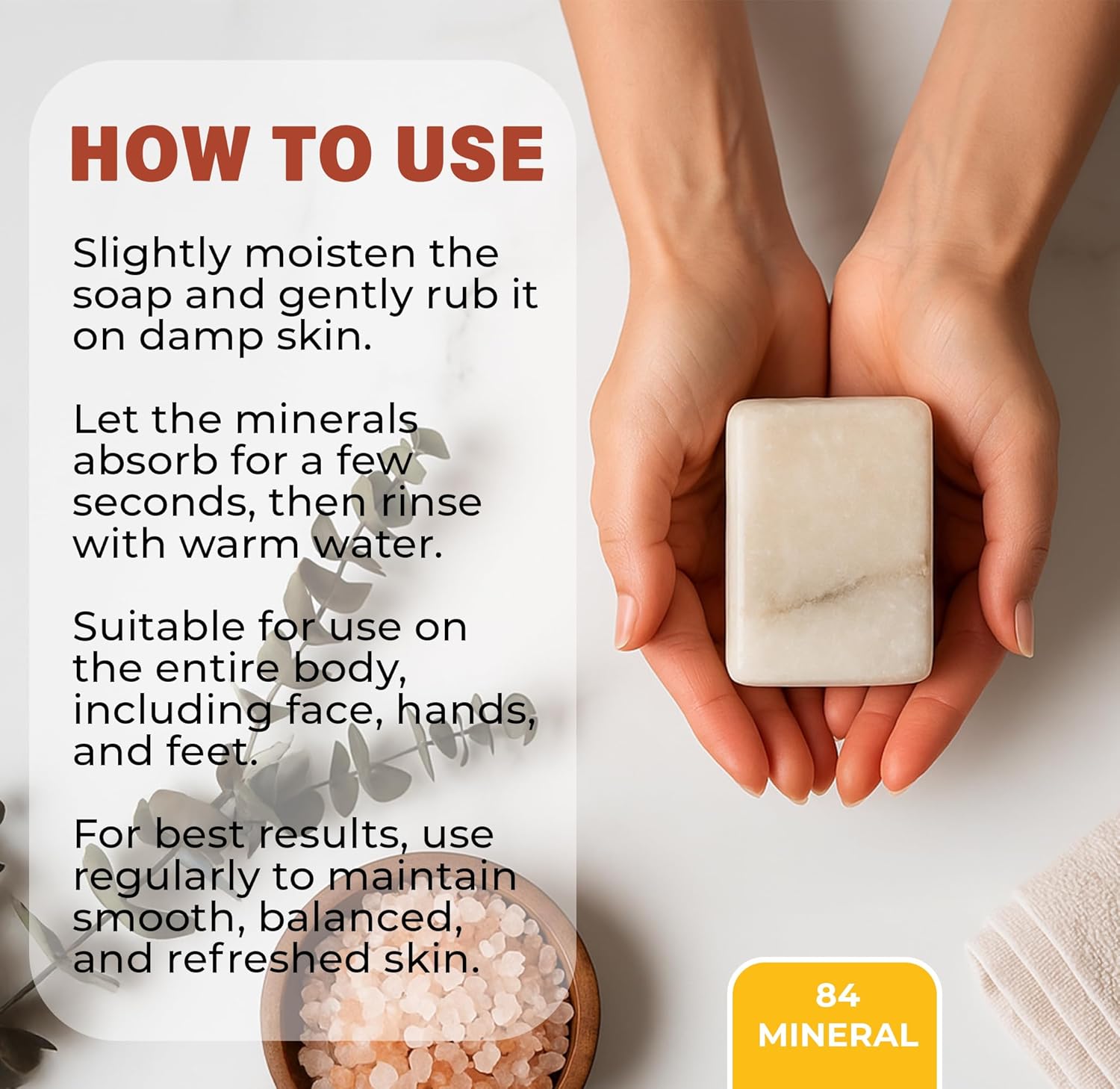 Natural Salt Soap Bar – Purifying and Exfoliating Organic Unscented Bar Soap for Men & Women – Pure Mineral Rock Salt Soap for Gentle Skin Care and Odor Control (Salt (4 Pieces))