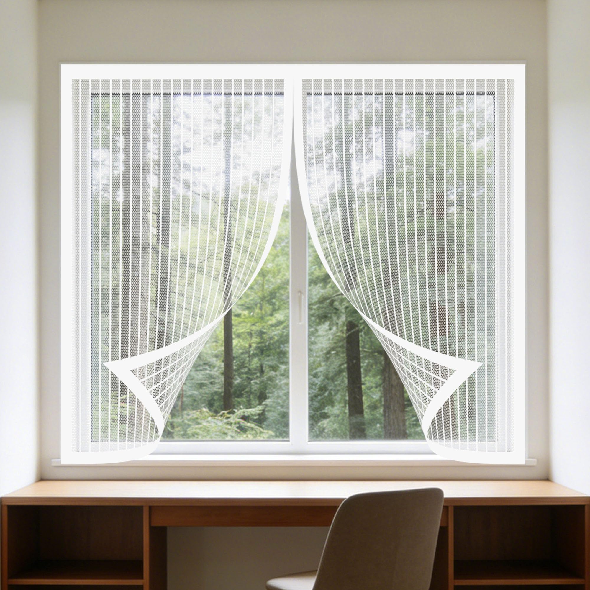 Moustiquaire de porte ou fenetre magnetique amovible blanche 120x130