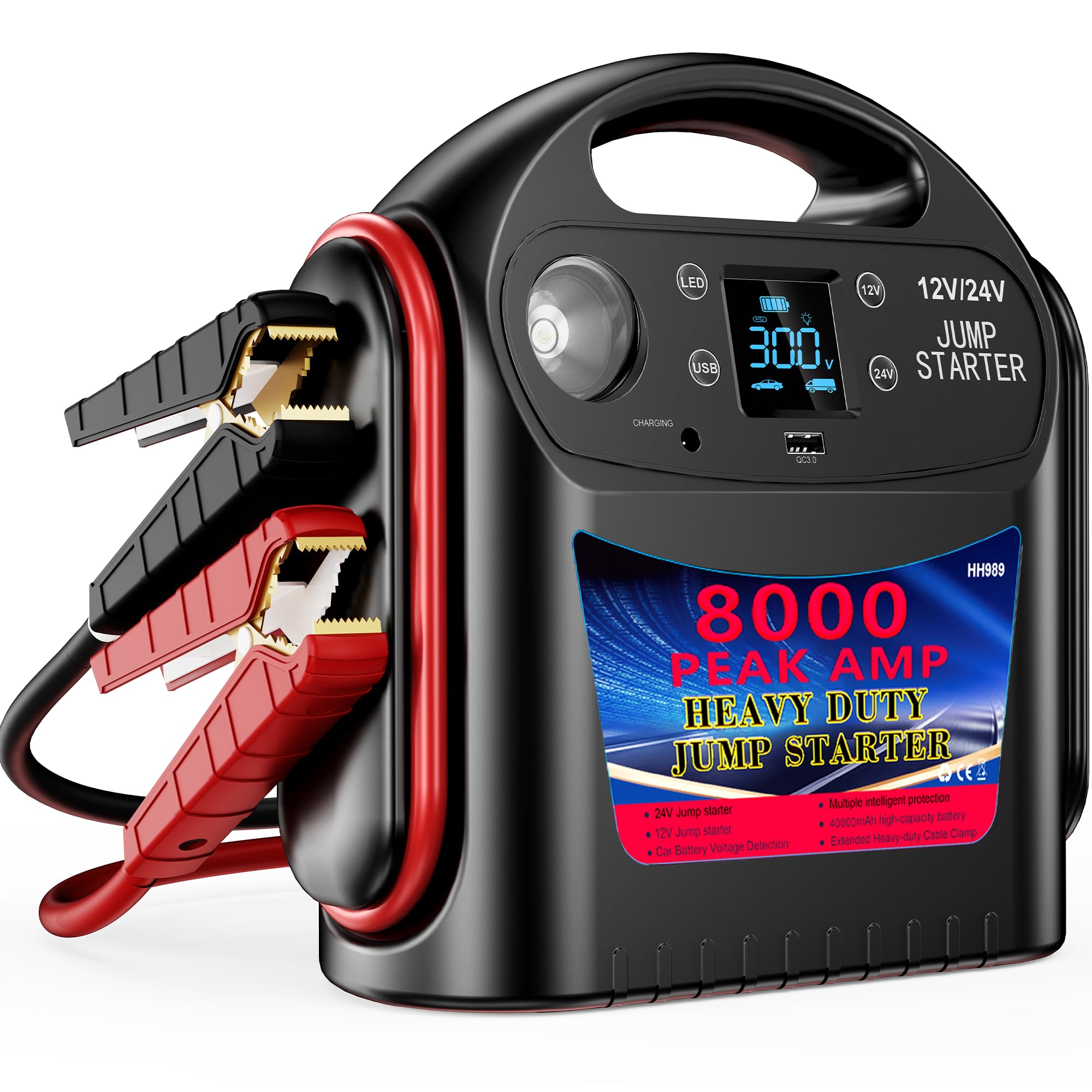 FlyAuto HH-989 8000A 12V/24V Heavy-Duty Jump Starter