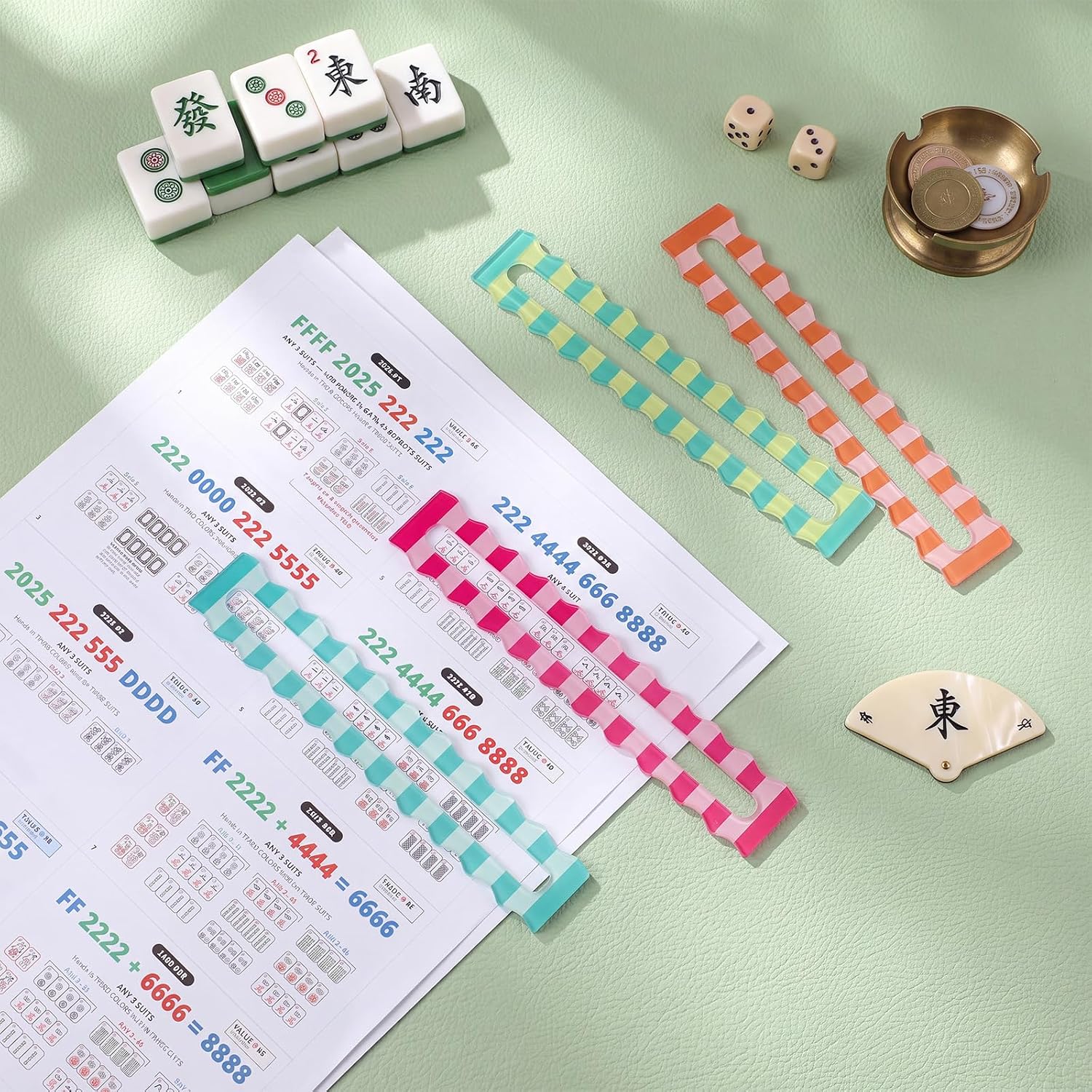 Candy Stripes scalloped Mahjong line readers (detail)