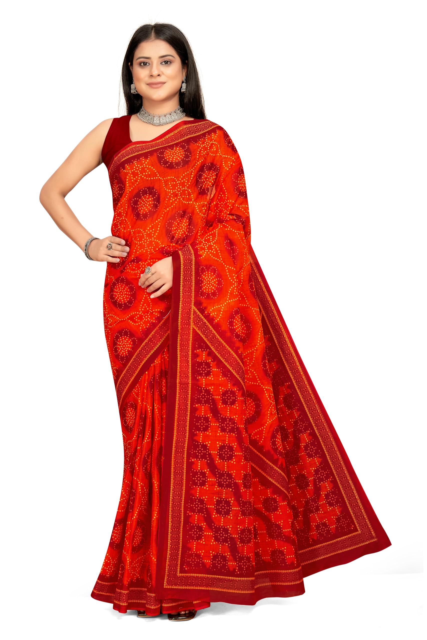 tamaira fashion Mulmul Pure Cotton Saree For Woman Bandhani Printed |Office Wear Daily Wear Sarees For Women Without Blouse Piece-picture-40