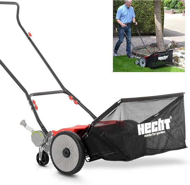 Hecht HECHT Rotary Mower 46 cm Schnittbreite 50 L Korb — leiser umweltfreundlicher Spindelmäher — Rasenmäher