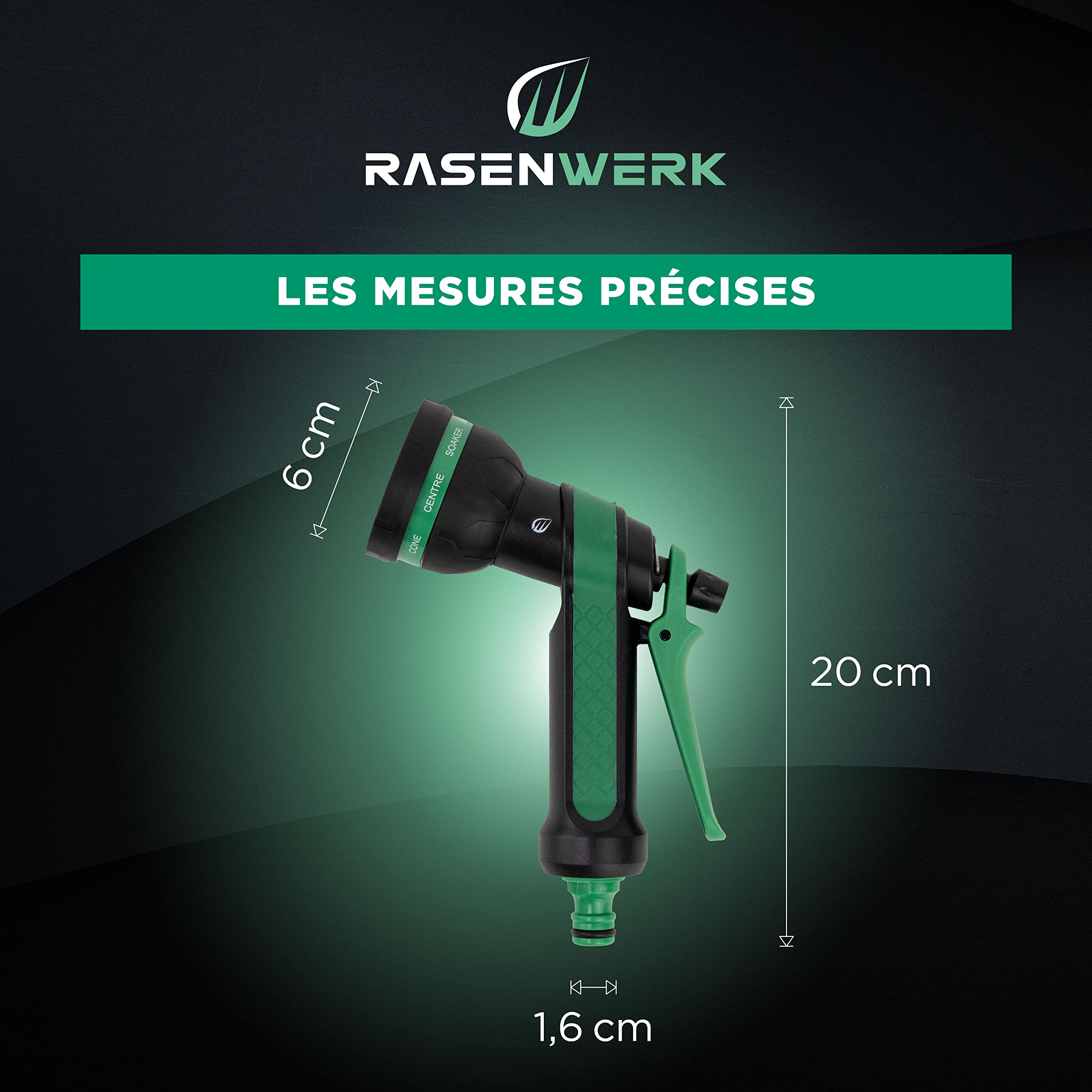RASENWERK Pomme D'Arrosage Réglable 8 Profils - Pistolet Arrosage Jardin Multifonction