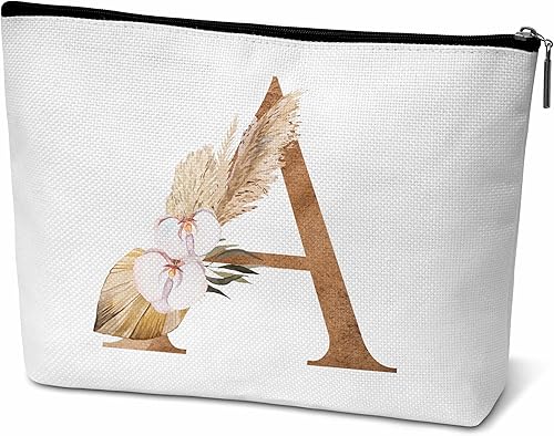 ONDTOM Bolsa de maquillaje personalizada A-Z, Con color, Letra a
