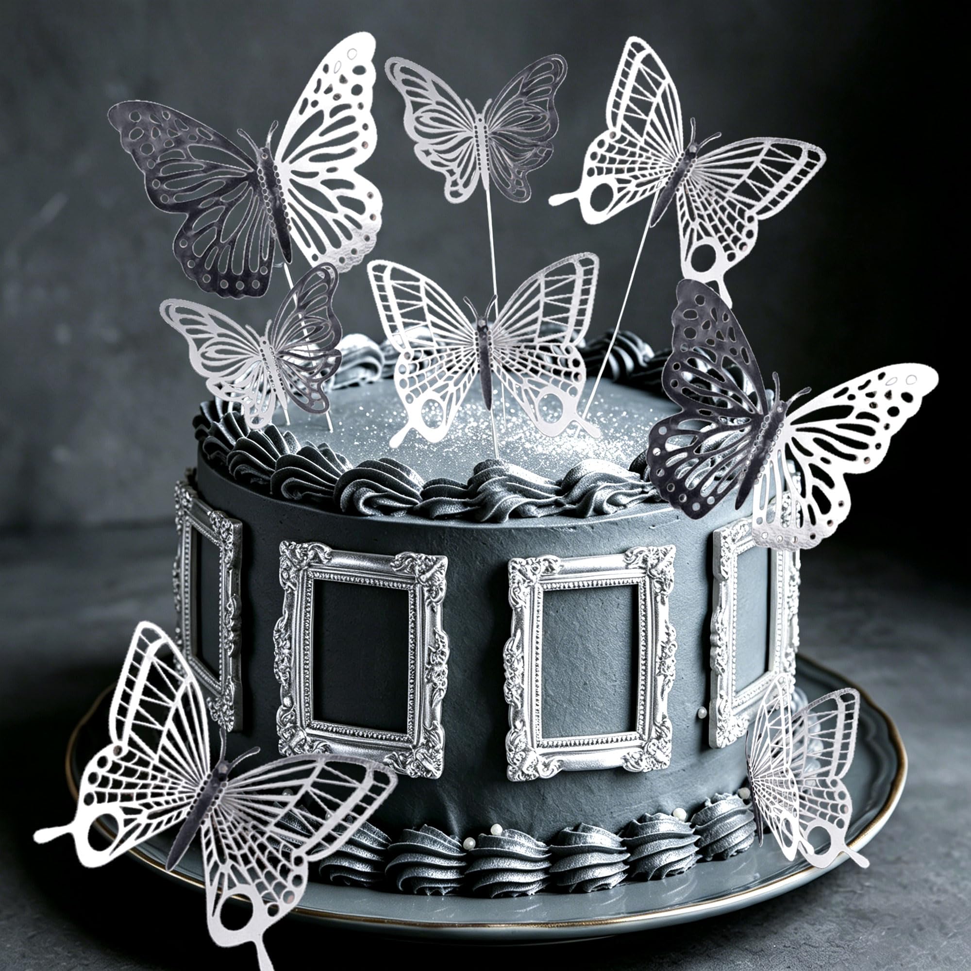 LaVenty Sliver Frame Cake Decorations Tea Party Cake Topper
