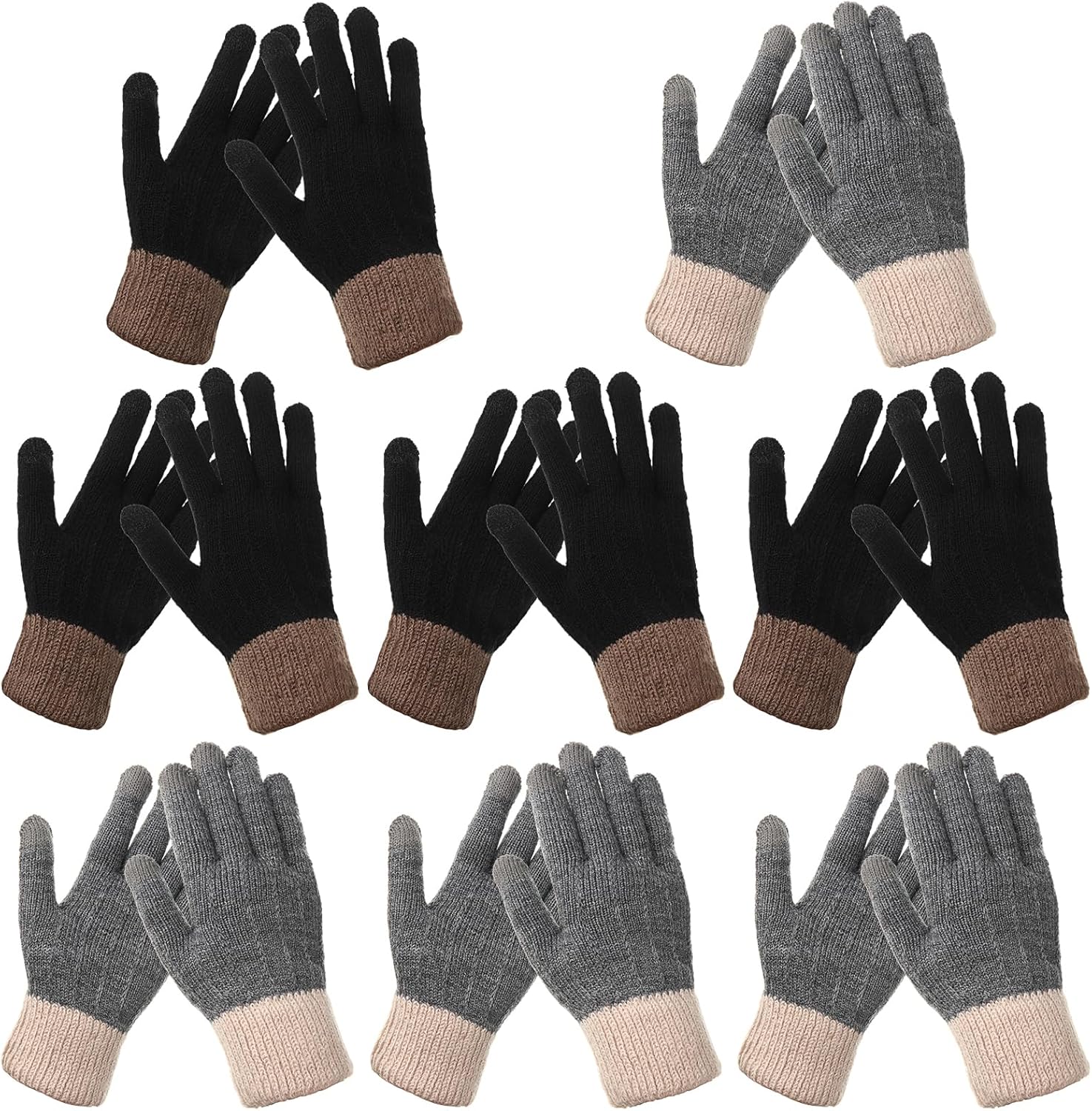 SATINIOR 8 Pairs Women's Winter Gloves Warm and Fleece Lining Knit Touchscreen Elastic Cuff Texting Gloves