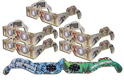 Gafas de Navidad 3D – Holiday Eyes (R) ANGEL - Paquete de 6 pares variados, 5 lentes de ángel y 1 gafas de fuegos artificiales de Navidad/Año Nuevo,