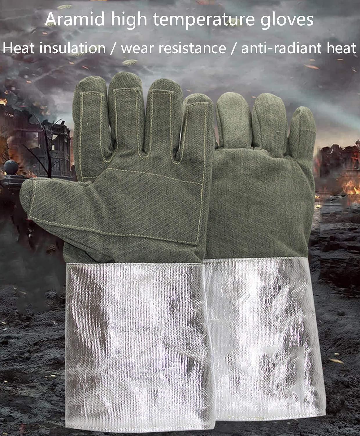 Guantes para Horno Guantes Resistentes a Altas temperaturas de 1000 Grados, Papel de Aluminio de Fibra de Carbono, Aislamiento térmico antiescaldaduras Industrial Resistente al Fuego