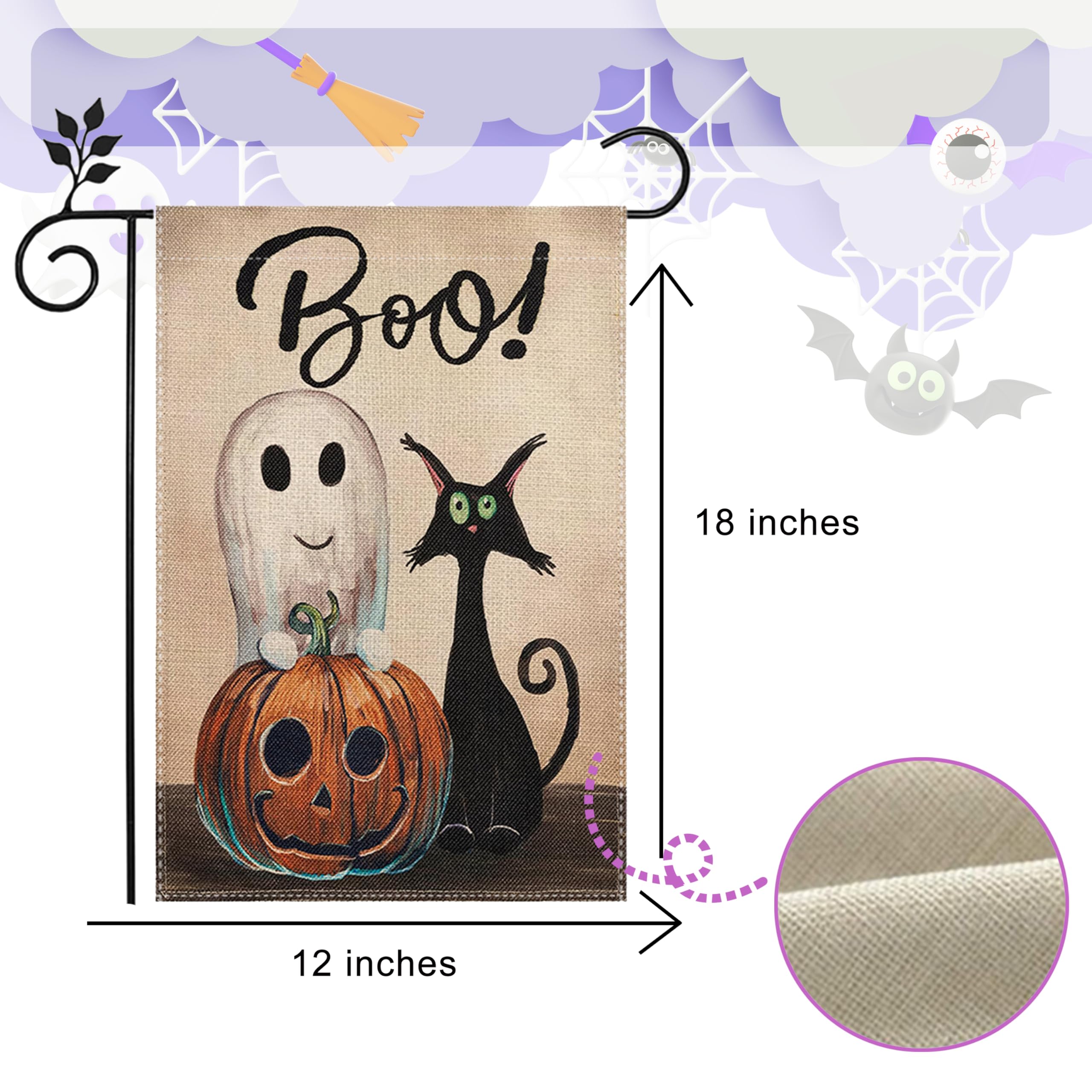 Halloween-Flagge Mit Geisterkatze – Gruselig-süße Deko Für Draußen