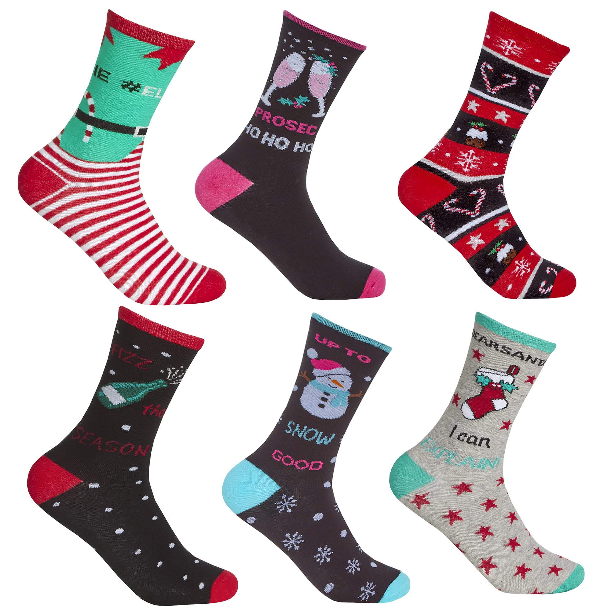 Undercover Women's 6 Pairs Xmas Cotton Rich Socks 41B649 (1 Pack) 4-8
