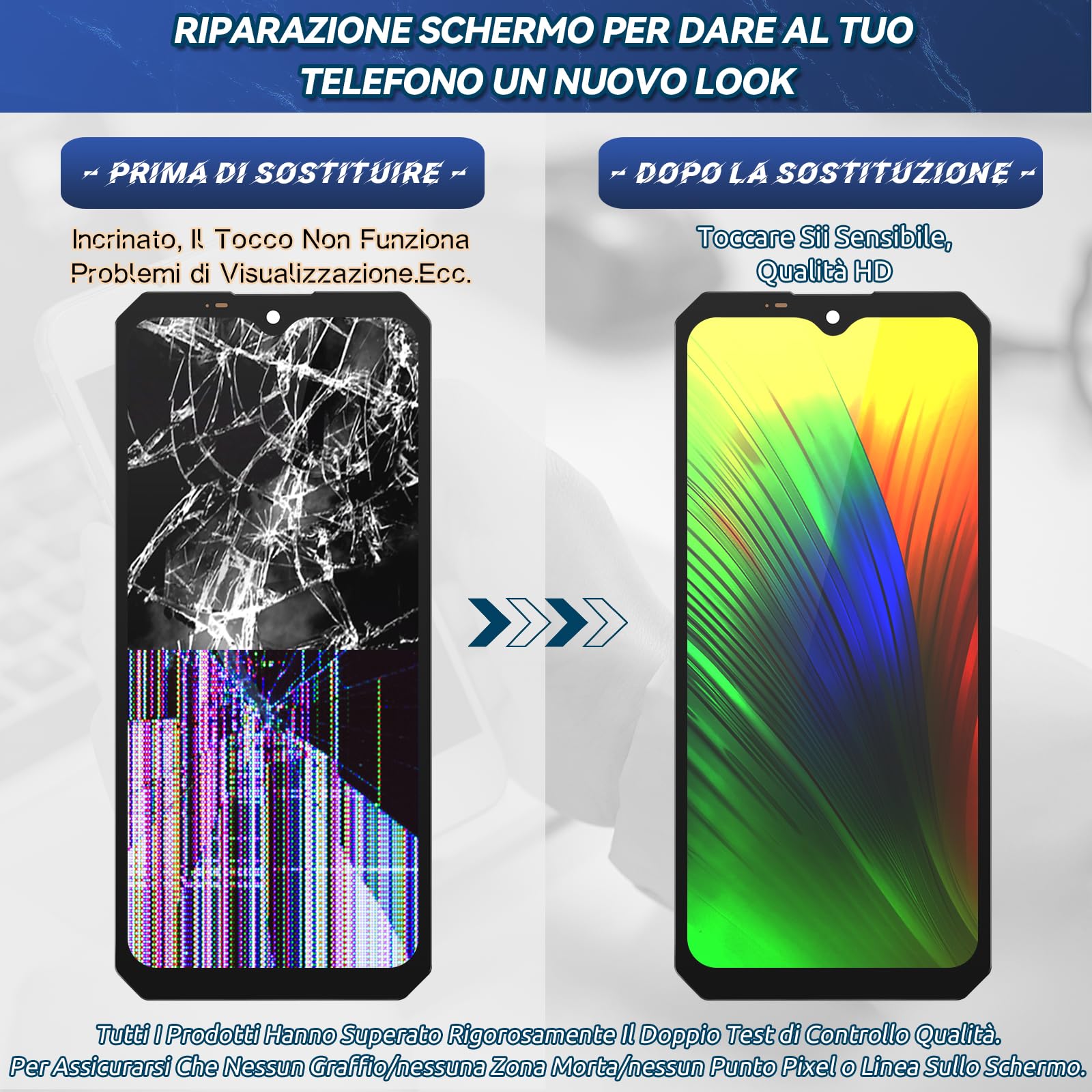 RongZy Schermo LCD per Oukitel WP23 Display Sostituzione per Oukitel WP23 PRO Digitizer Assembly Vetro di Ricambio Touch Screen con Strumenti(6.52", Nero)