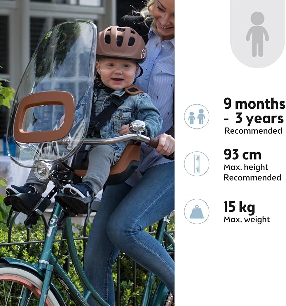 BOBIKE 8012000021 - Front Bicycle Baby Seat ONE MINI For Frame – Safe and Stylish for Kids 9 Months to 3 Years, Up to 15kg, Chocolate Brown