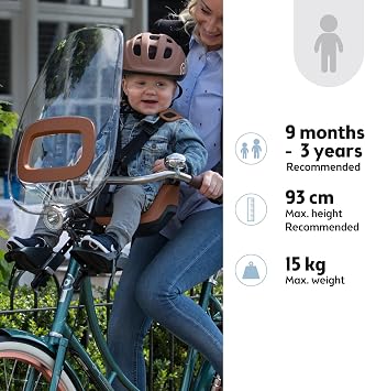 BOBIKE 8012000021 - Front Bicycle Baby Seat ONE MINI For Frame – Safe and Stylish for Kids 9 Months to 3 Years, Up to 15kg, Chocolate Brown