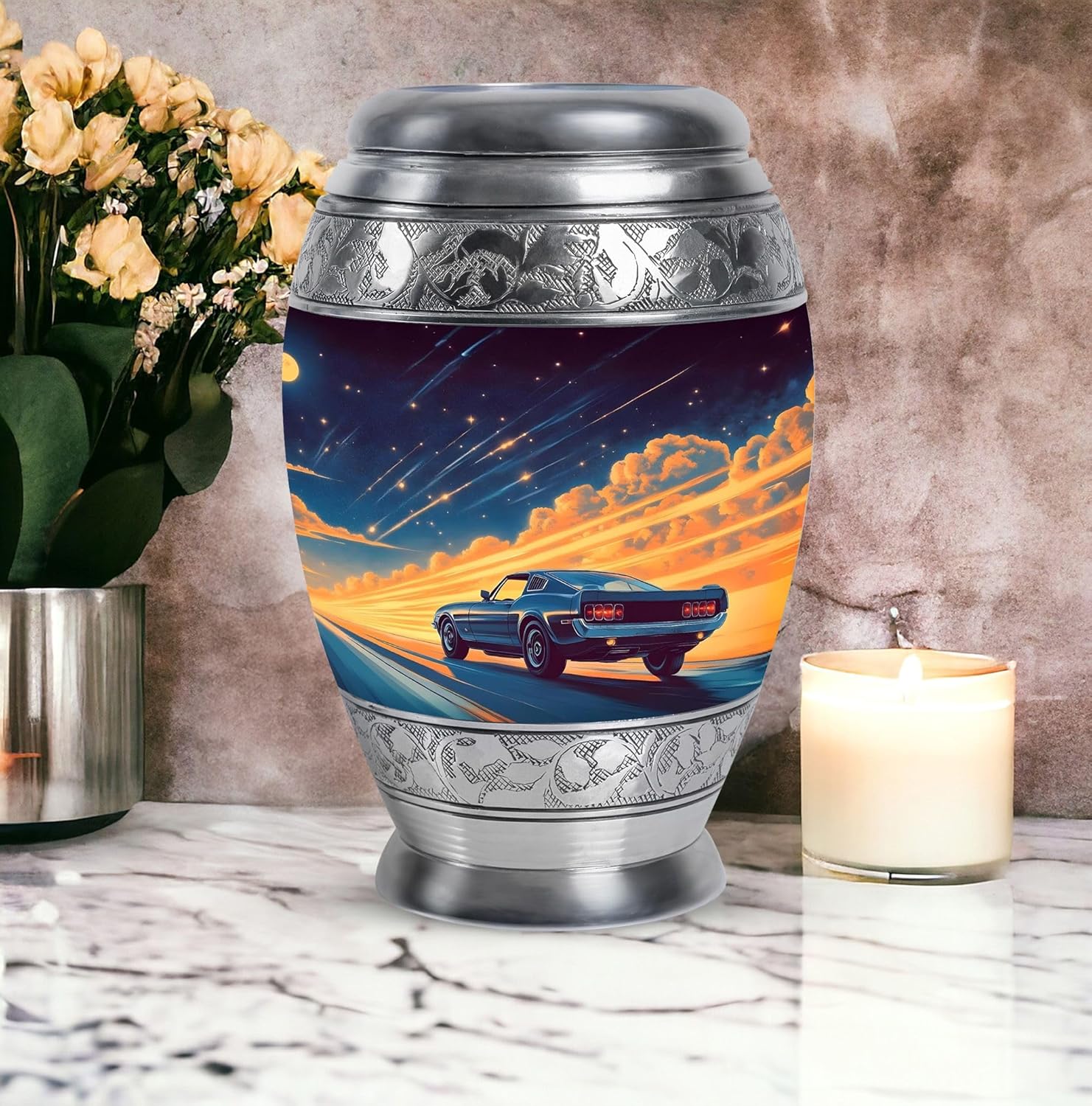Race Car Urns for Human Ashes - Blue Funeral Urns for Human Ashes Adult Man - Large Urn for Mom & Dad - Cremation Urn for Adult Women 10 Inch - Image 5