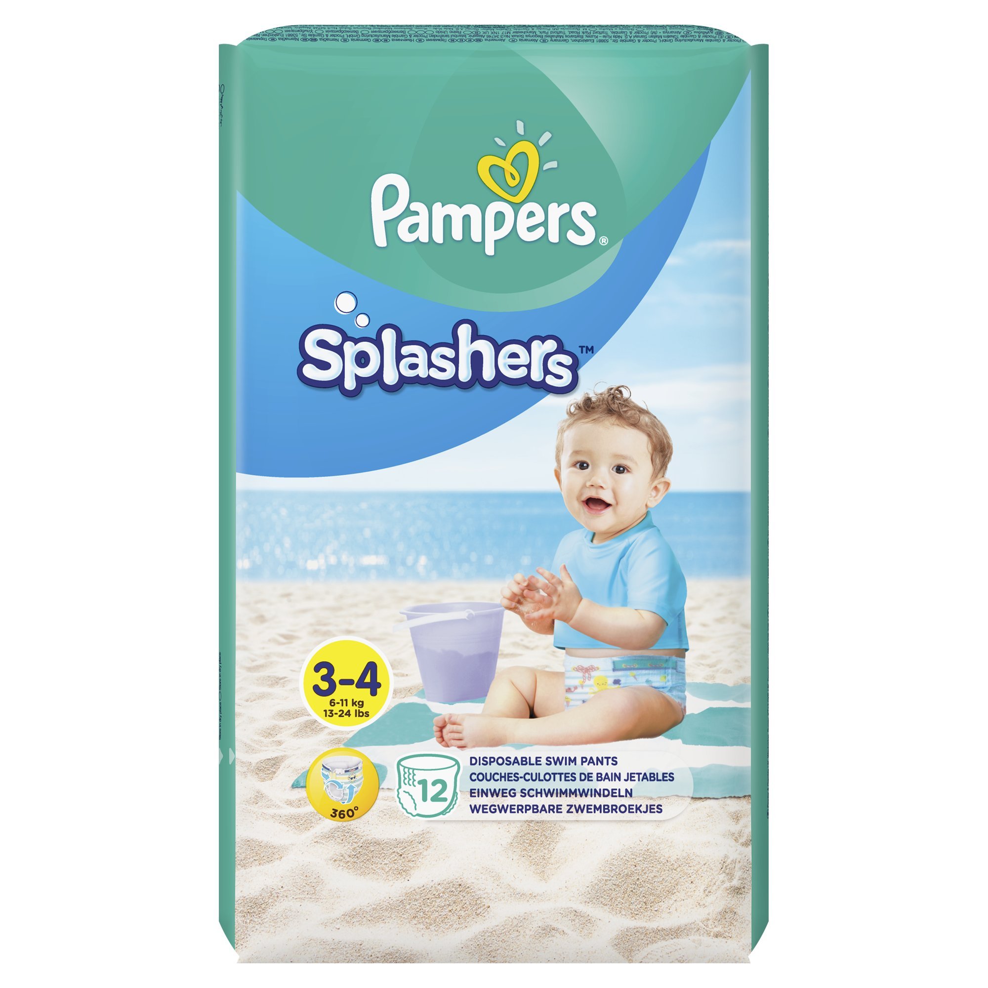 Pampers Splashers, rozmiar 3-4, opakowanie do noszenia