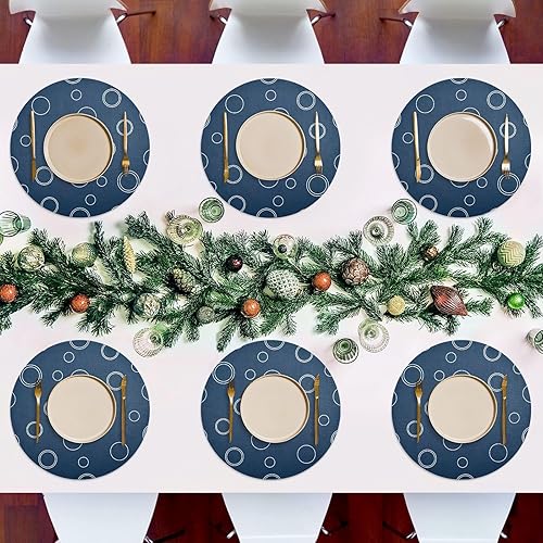 Miniatura 7 de Cute Bubble Navy Blue PVC Placemats, Non Slip Washable Placemats for Kitchen Table one sizex1