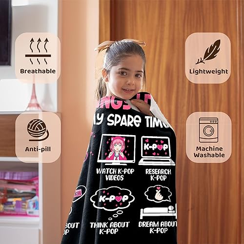 Miniatura 6 de Kpop Manta K Pop Regalos para los amantes del K-Pop de peluche Kpop Decor Things I Do in My Spare Time Manta de forro polar suave ligera para cama,