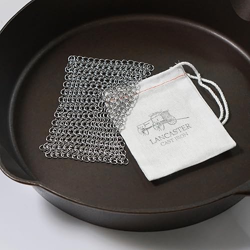 Depurador de malla para limpiar utensilios de cocina de hierro fundido, 4 x 4 pulgadas, fabricado en los Estados Unidos