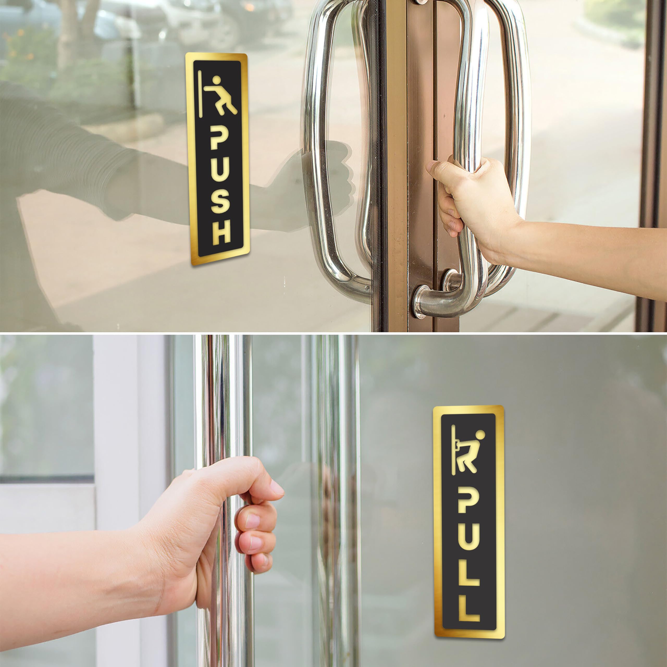 Goelite Acrylic Pull Push Sign Board For Stores, Café, Hotel, Restaurant, Business, Shop Self-Adhesive And Waterproof Size : 6 Inch Set of 1 Sign Board (pull/push) 3