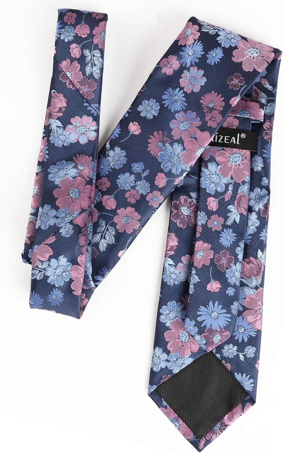 Alizeal Mens 3.15'' Natural Flower Pattern Tie with Floral Pocket Square Set - Image 2