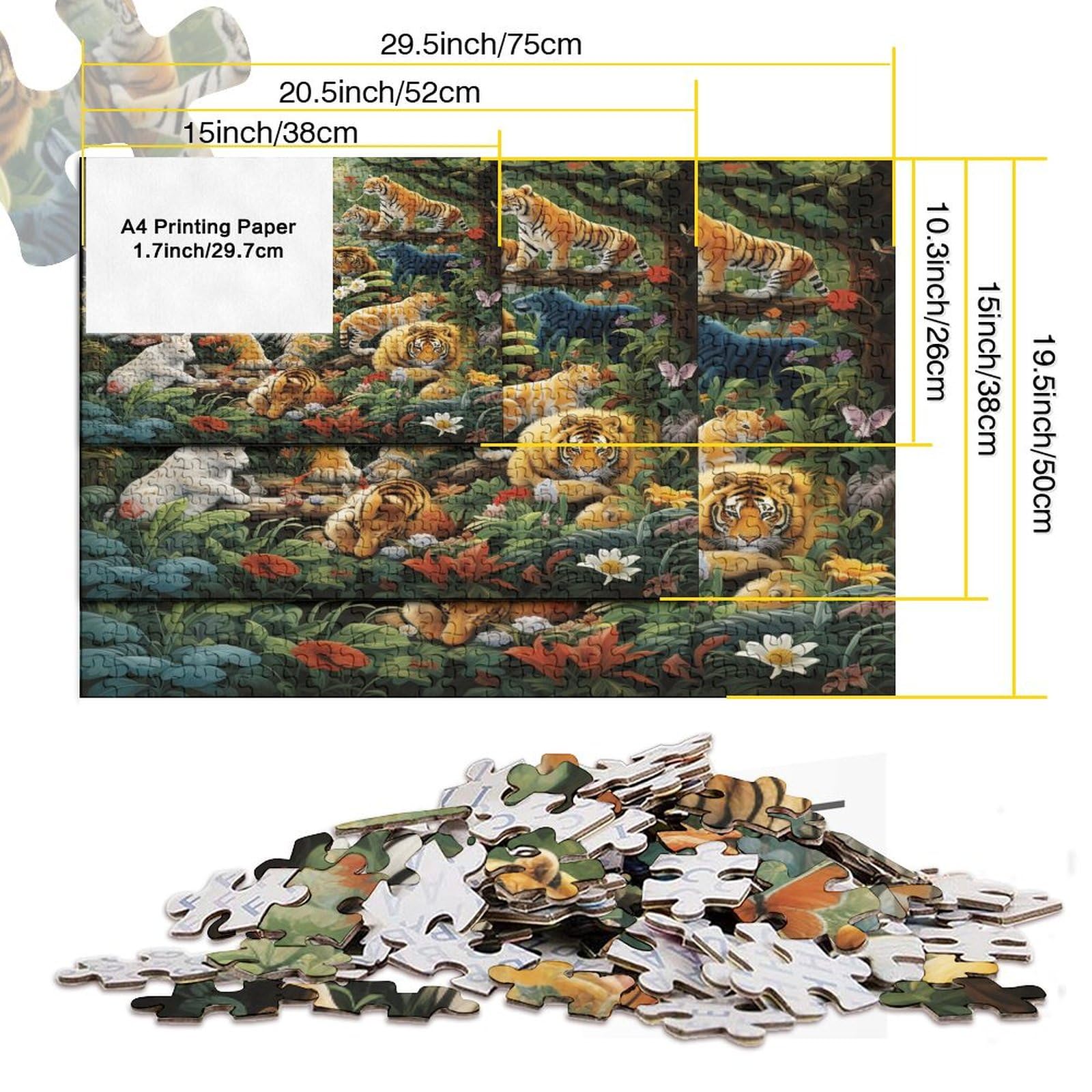 Jungle Animals Puzzle 1000 sztuk Puzzle Dla Dorosłych Drewniane Puzzle Gra Edukacyjna Dla Dorosłych Wyzwanie Zabawka Prezent Dla Wszystkich Kobiet I Mężczyzn 1000 sztuk (75 x 50 cm)