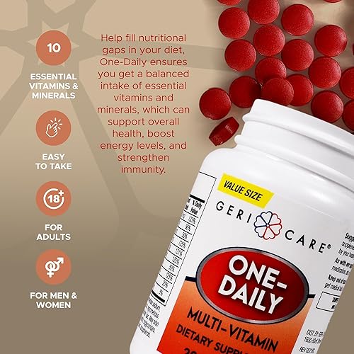 Vista 3 de GeriCare - Tableta multivitamínica diaria de 200 unidades, suplemento multivitamínico para adultos para hombres y mujeres Suplemento dietético