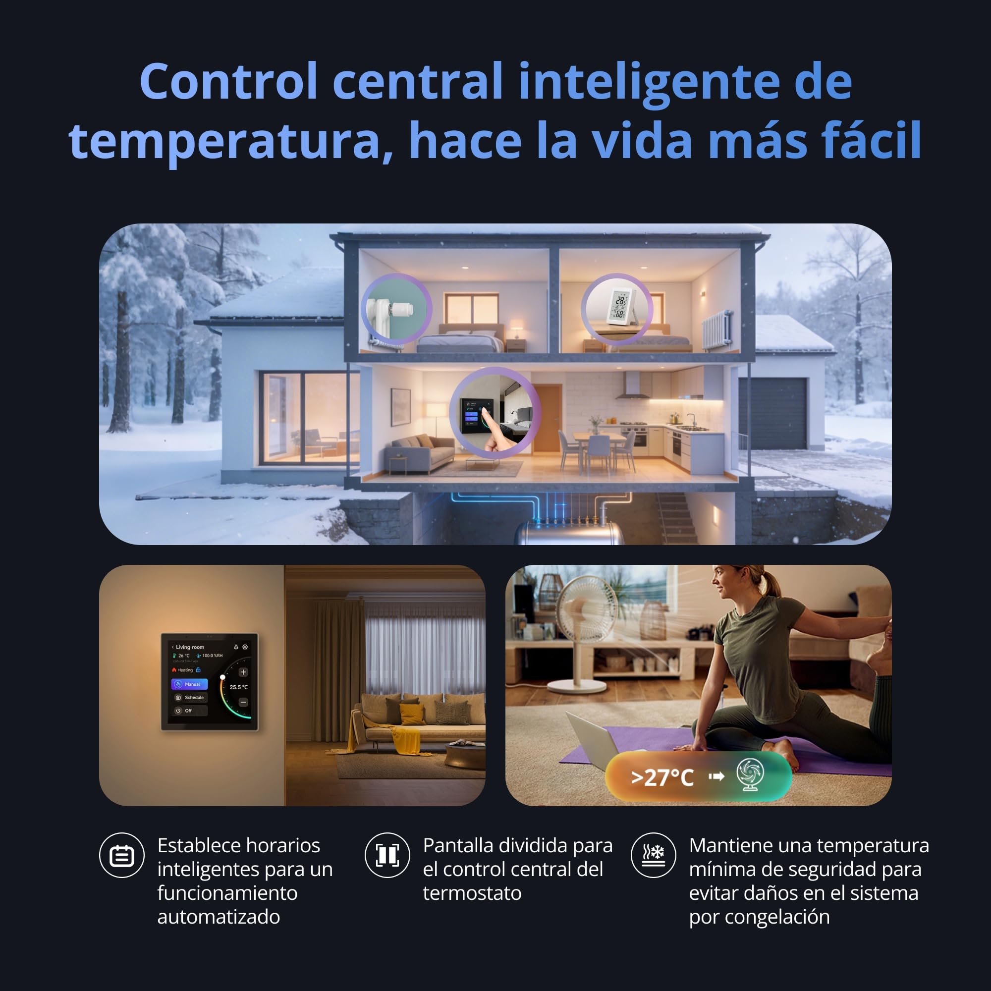 SONOFF NSPanel Pro Gen2 Panel de Control con Relé - Zigbee Hub & Matter Bridge, integración con Home Assistant, Termostato, Alarma, Doble Banda WiFi 2.4/5GHz, Control por Voz Alexa,Google,Apple.negro