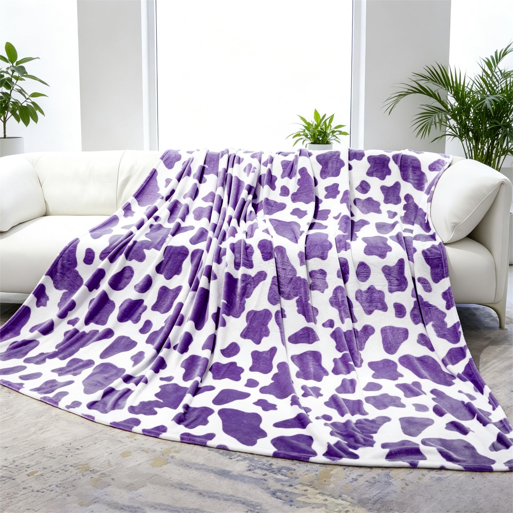 Flannel Purple Blanket Queen/Full Size Lavender Bed Throw Blankets 90x90inch Cozy Soft Extra Large Fleece Blanket for Bedroom Livingroom