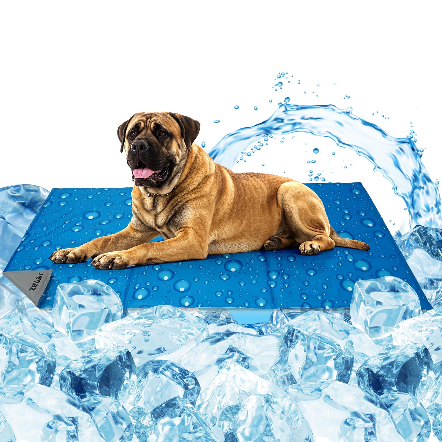 Zellar Tappetino Refrigerante Per Cani, Animale Domestico Tappetino Rinfrescante in Gel Non Tossico, Fresco Tappeto Refrigerante per Cani Cuccia Lettino Cane Estivo XL 120x70cm