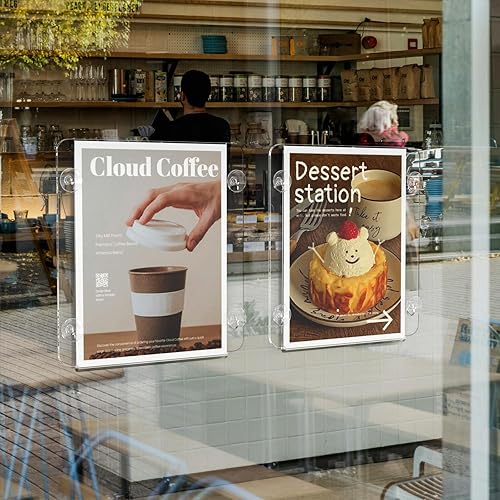 Miniatura 9 de NIUBEE Soporte acrílico para letrero de ventana de 8.5 x 11 pulgadas con 4 ventosas para montaje en pared de ventana de vidrio, exhibición de