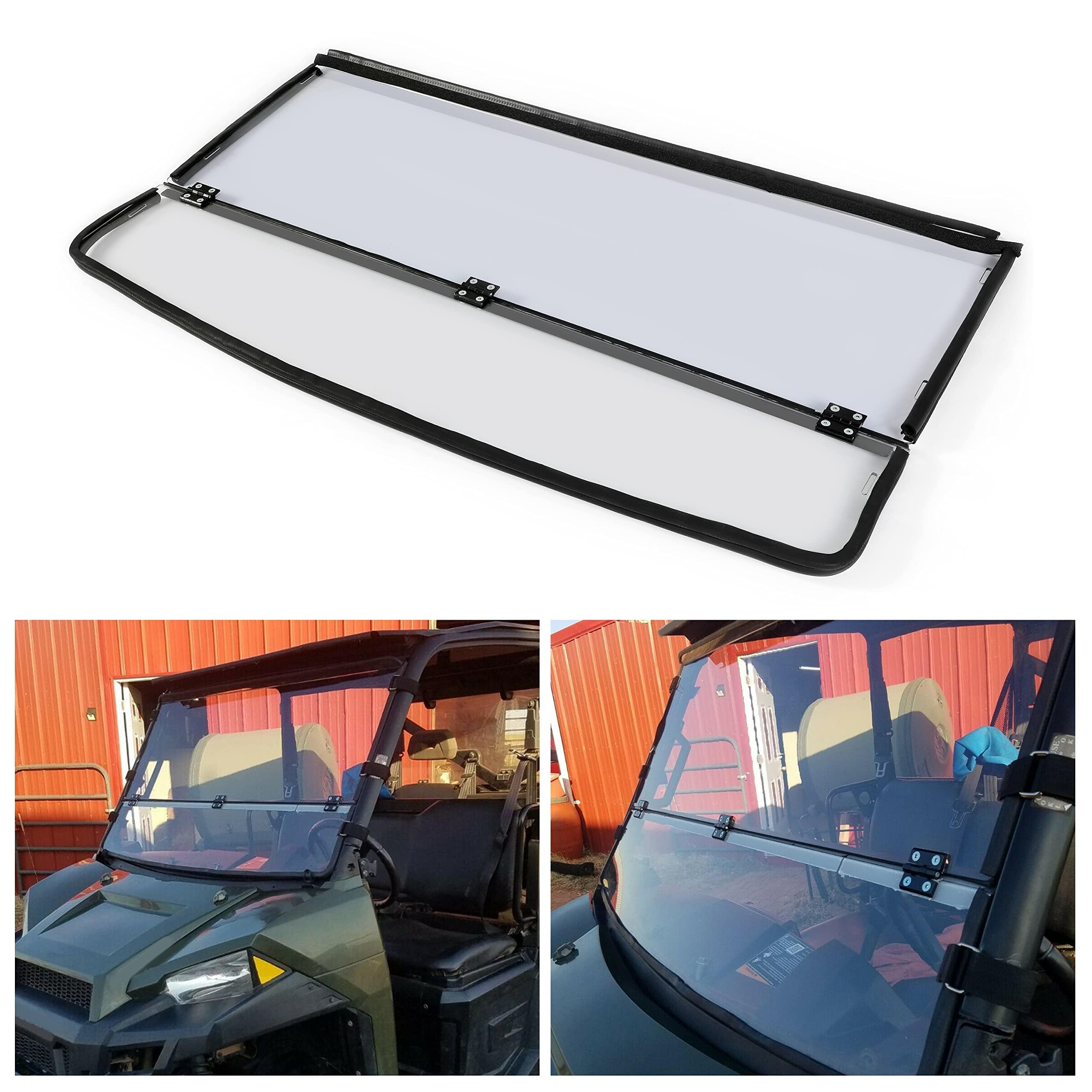KUAFU 2-IN-1 Flip Windshield Compatible with 2015+ Polaris Ranger 1000/ XP 1000 Folding Windscreen Polycarbonate Clear
