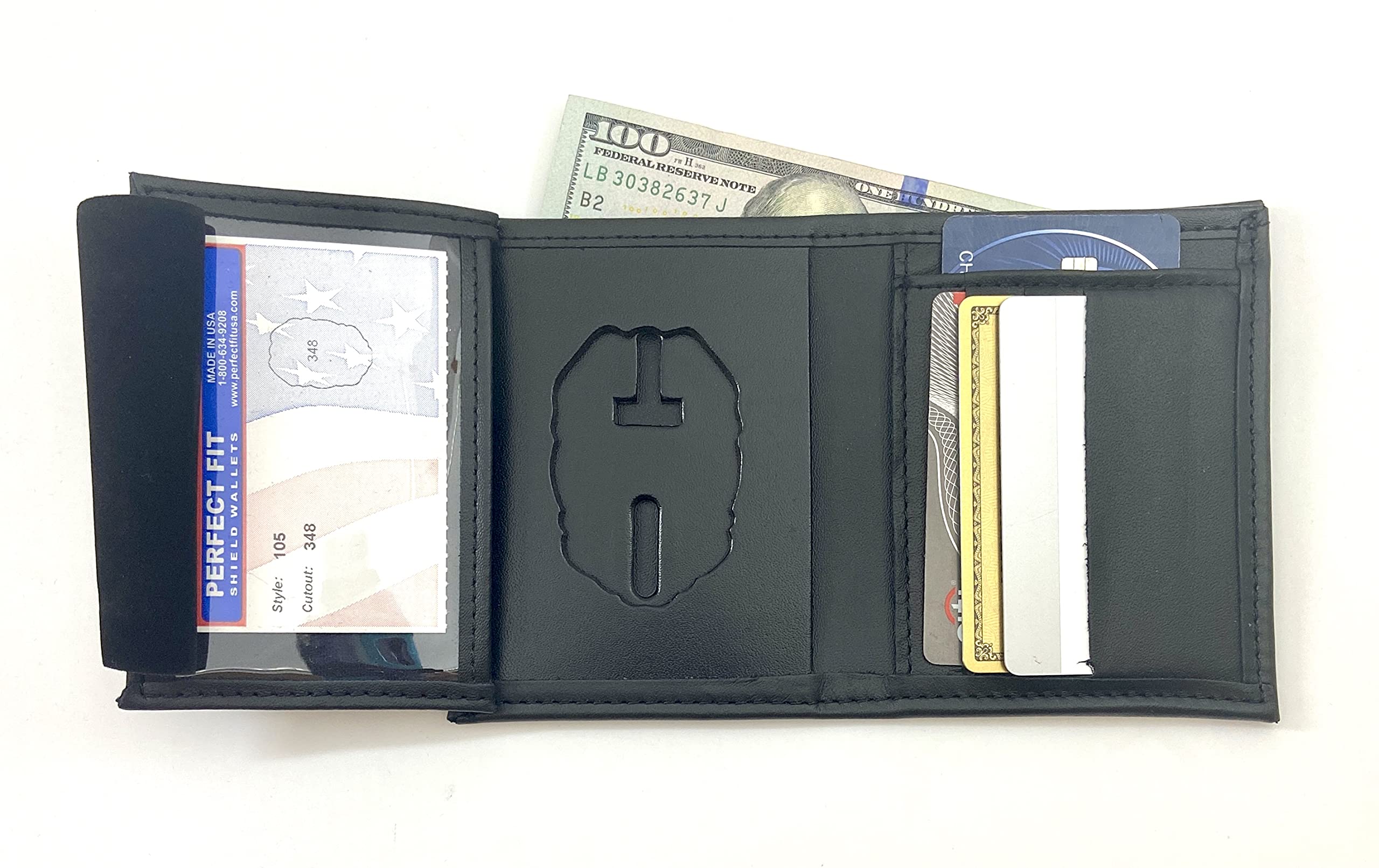 Perfect Fit Shield Wallets Pennsylvania State Police and Pennsylvania State Corrections PSP/PSC Hidden Badge Wallet Leather Black (Cutout PF348)