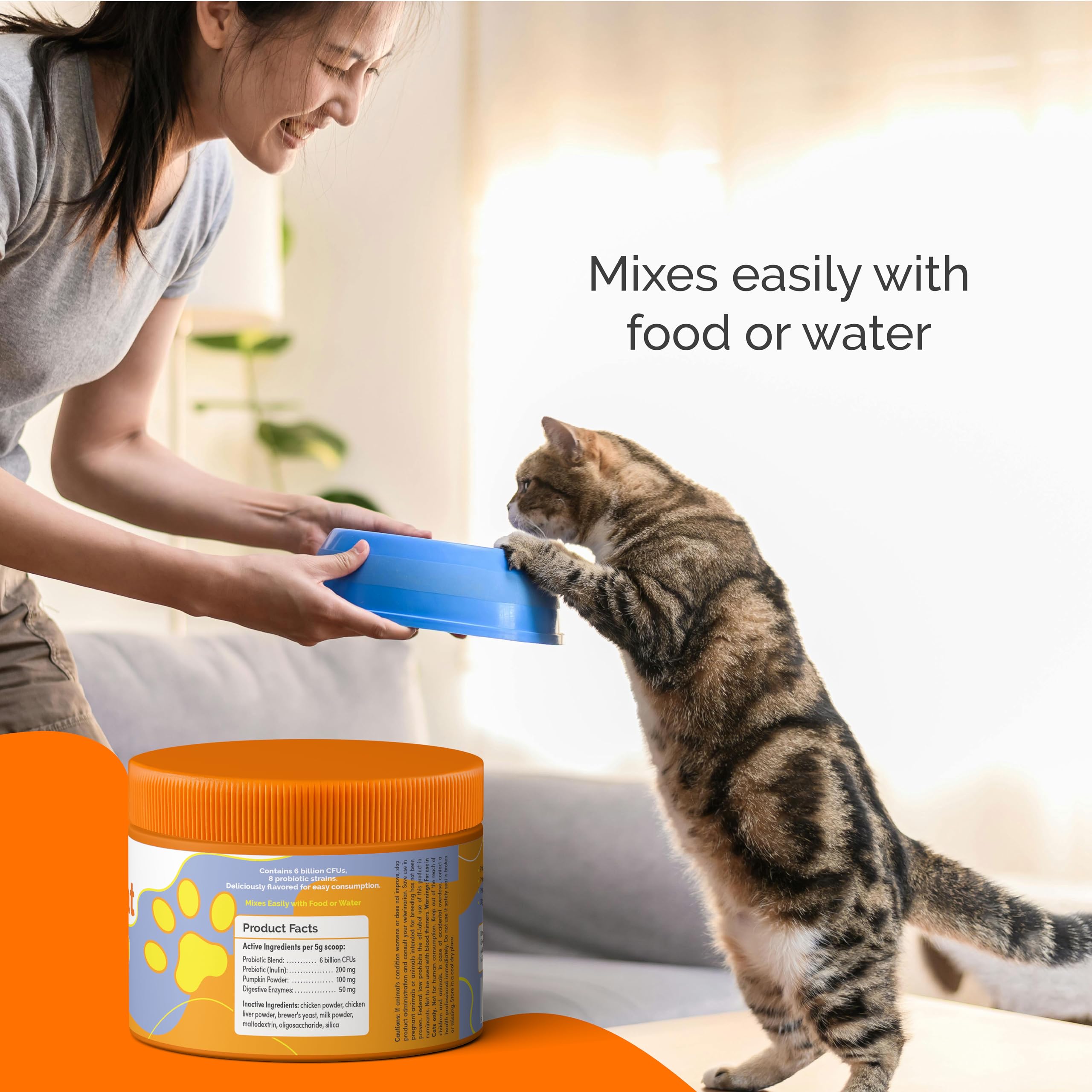Digestive Health & Immune Support Supplement Probiotic Powder for Indoor and Outdoor Cats | 6 Billions CFUs Probiotic Powder for Pets | Veterinarian Recommended | Great Tasting Formula - image 4