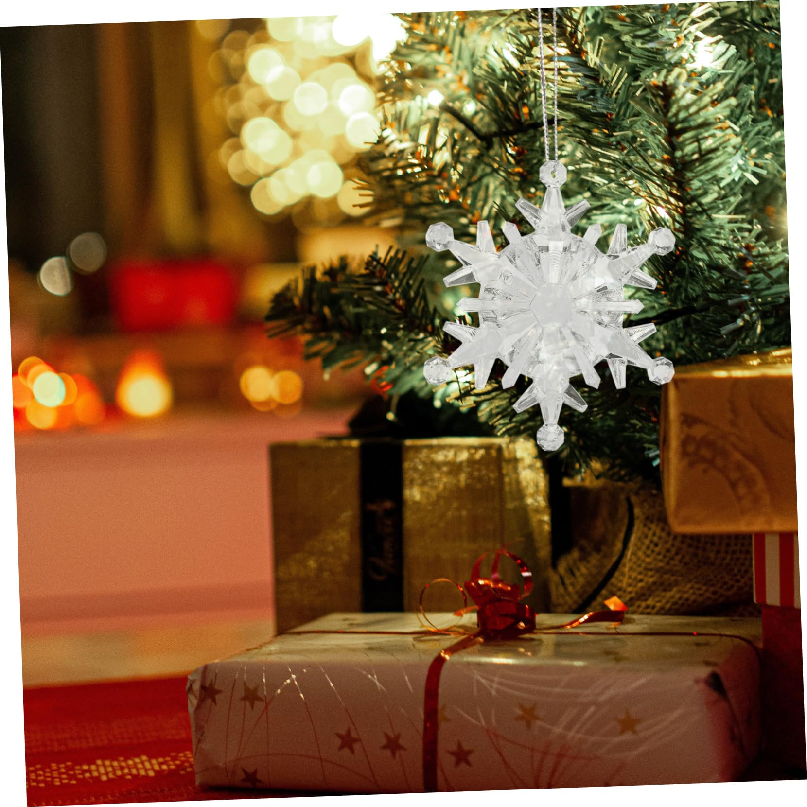 50stücke Schneeflocken Weihnachtsbaum Dekoration Hängend für Weihnachtsdeko mit Schneeflockenmotiv als Weihnachtsbaumschmuck und Party-deko