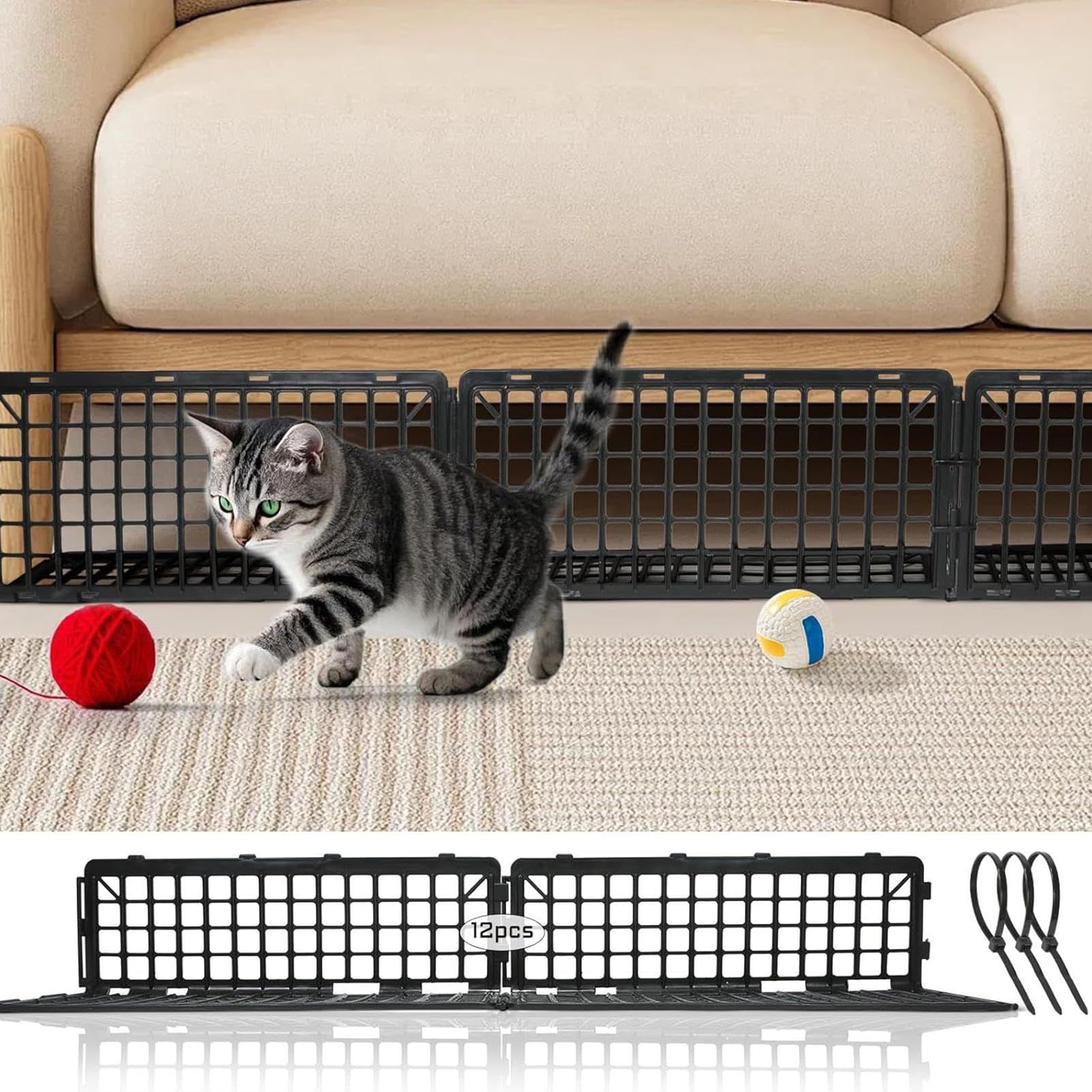 Under Furniture Blocker – Set di barriera giocattolo per interni, protezione per animali, per camera da letto, soggiorno, camper, casa, sale da pranzo, sicurezza per bambini e animali domestici