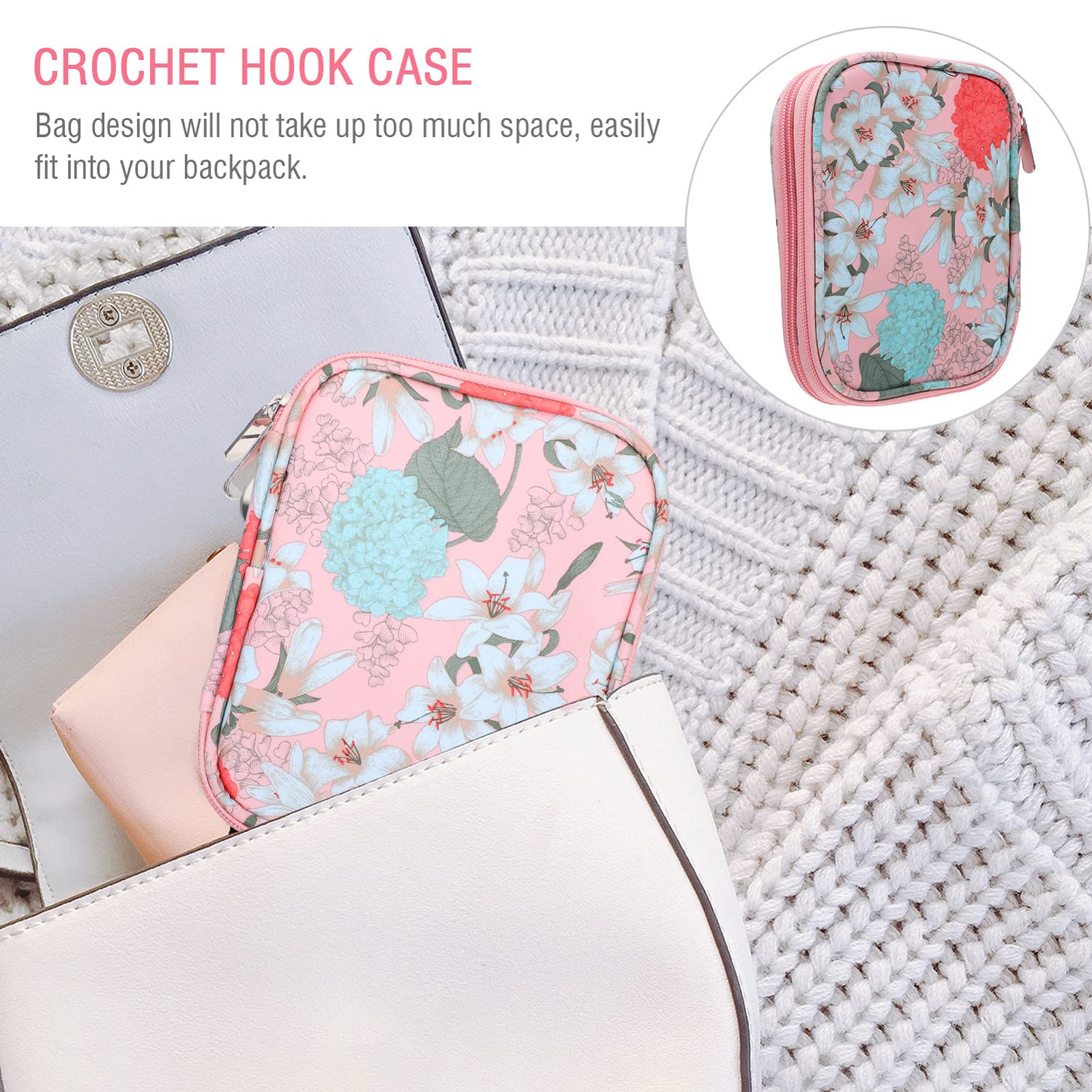COHEALI 3 Pezzi Borsa Portaoggetti Vuota per Uncinetto Accessori per Maglieria con Tasche per Strumenti da Cucito