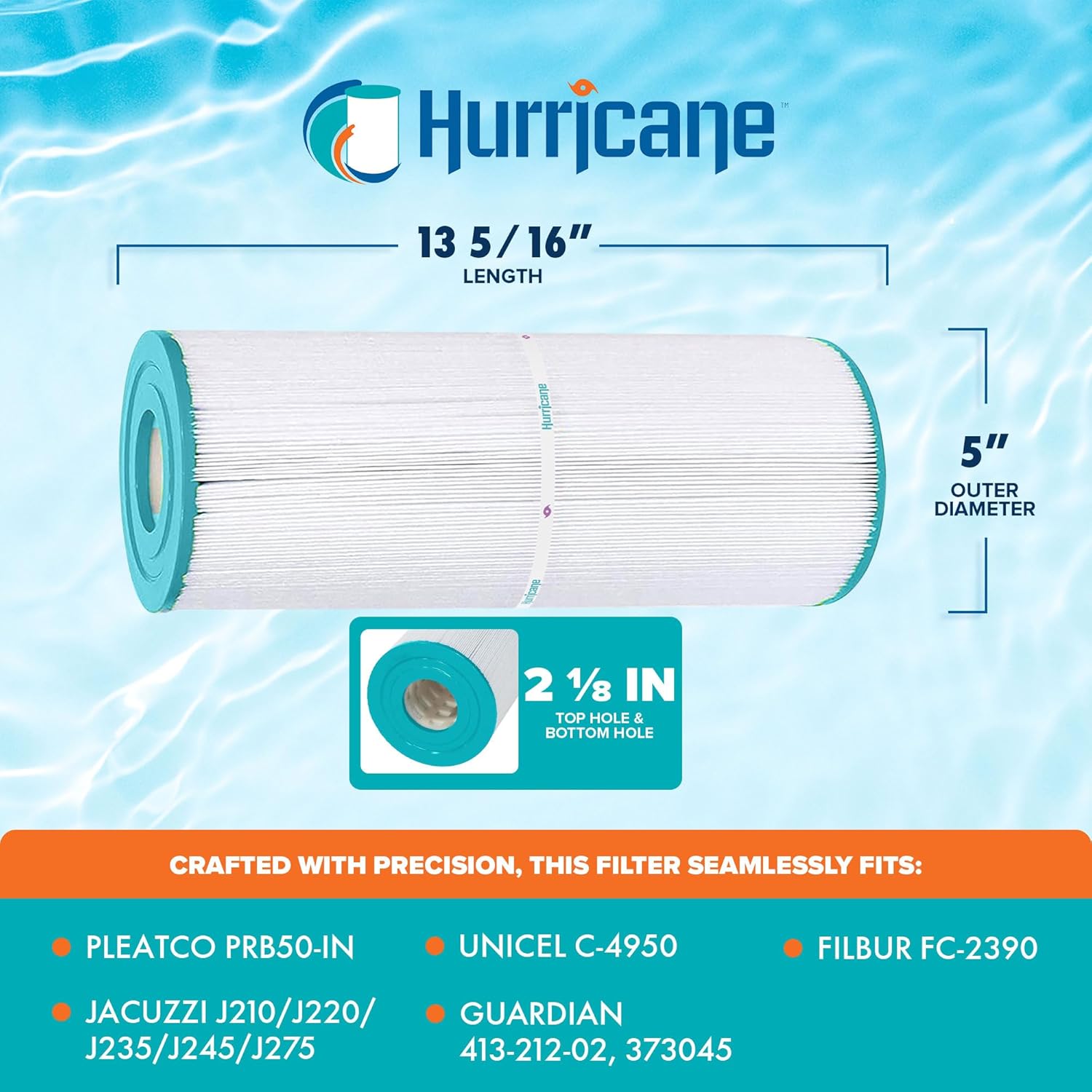 Hurricane Filters 2 Pack HF4950-01 Advanced Spa Filter Cartridge - Replacement for PRB50-IN, Unicel C-4950, Filbur FC-2390, Dynamic Series IV DFM, DFML, Series II & III RTL/RCF-5