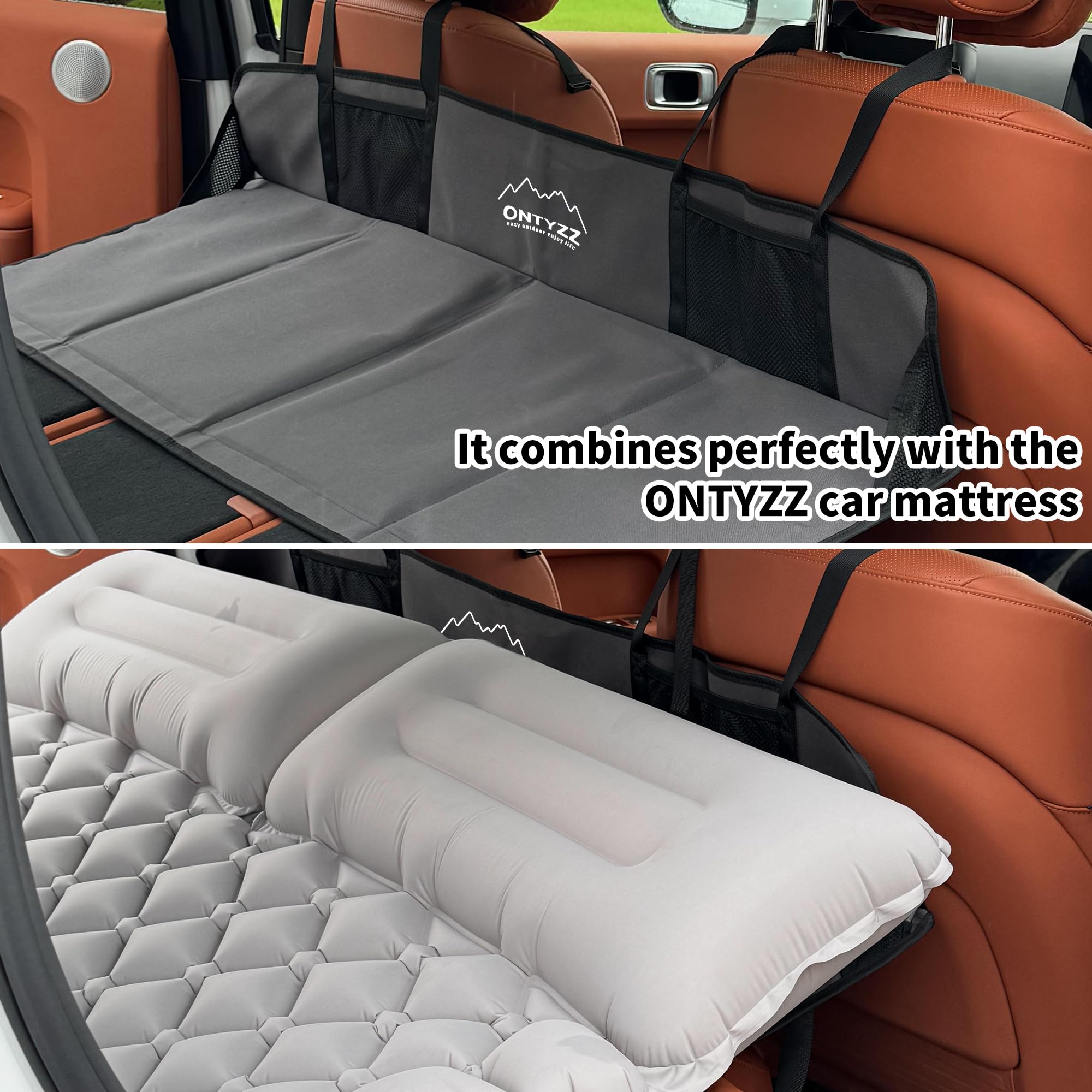 Liphier Materasso ad aria per SUV, materasso gonfiabile per sedile posteriore del camion, materasso ad aria pieghevole con superficie floccata e pompa elettrica, letto ad aria portatile per tenda da