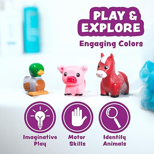 Miniatura 7 de Tub Works Barnyard - Juguetes de baño sin moho, paquete de 6 Diseño de juguetes de baño sellados y sin agujeros que mantiene la humedad fuera
