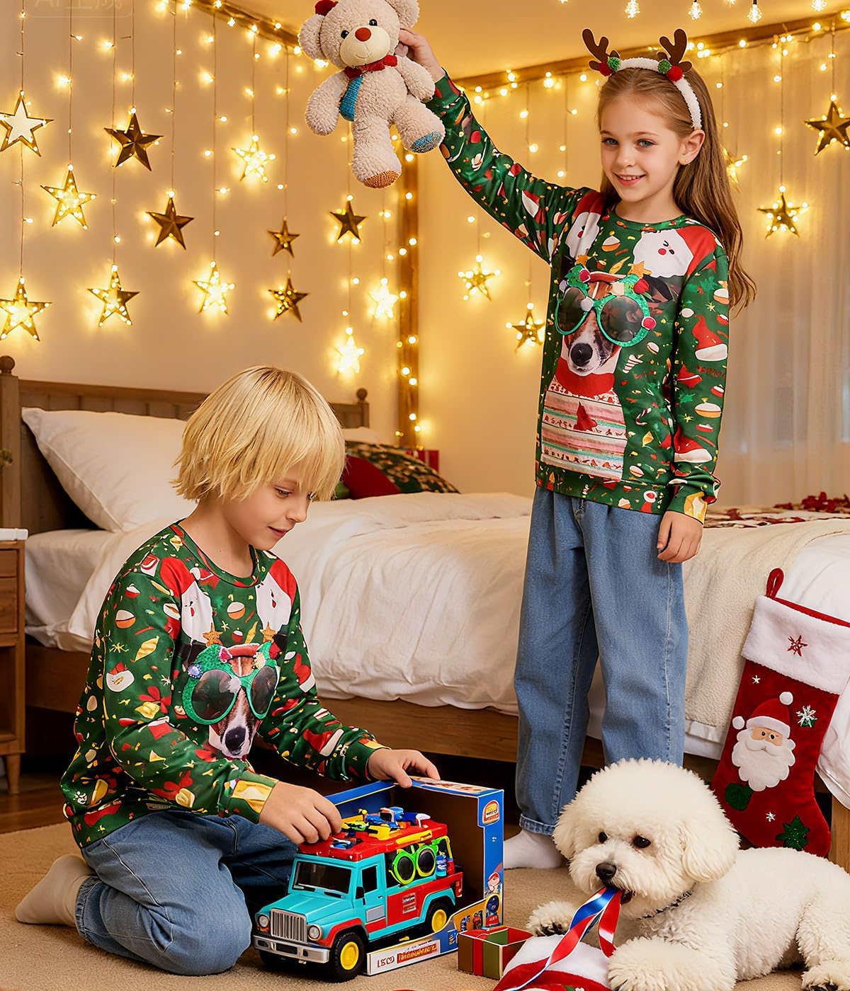 Lovekider Boys Christmas Ugly Sweater Size 4-16 Kids Funny 3D Xmas Sweatshirt Inner Fleece Pullover - Image 5