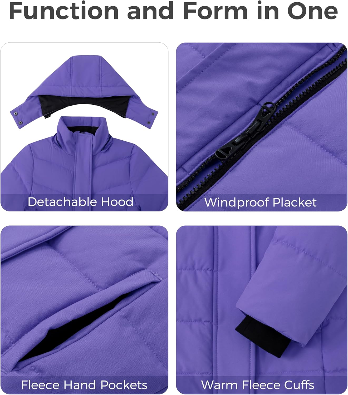 Wantdo Girl's Puffer jacket Warm Insulated Winter Coat Lightweight Water-Resistant Padded Parka with Hood - Image 6