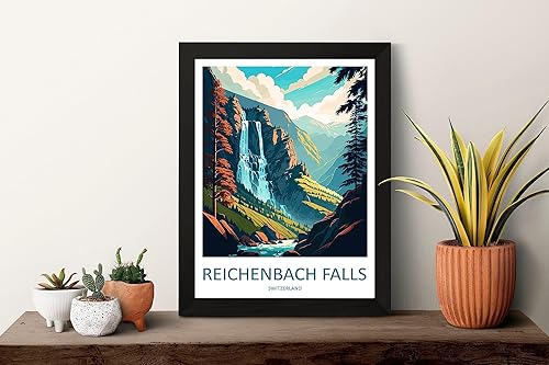 Miniatura 2 de Reichenbach Falls - Póster de viaje para colgar en la pared de las cataratas de Reichenbach Falls, decoración del hogar, póster de los amantes del