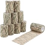 DROK 4 Roll Camouflage Tape, 2.95in x 14.76ft Non Reflective Matte Bandage Protection for Cameras Photography Flashlight Bike Camping fits, 4.92Yard Multi-Functional Self-Adhesive Camo Accessories