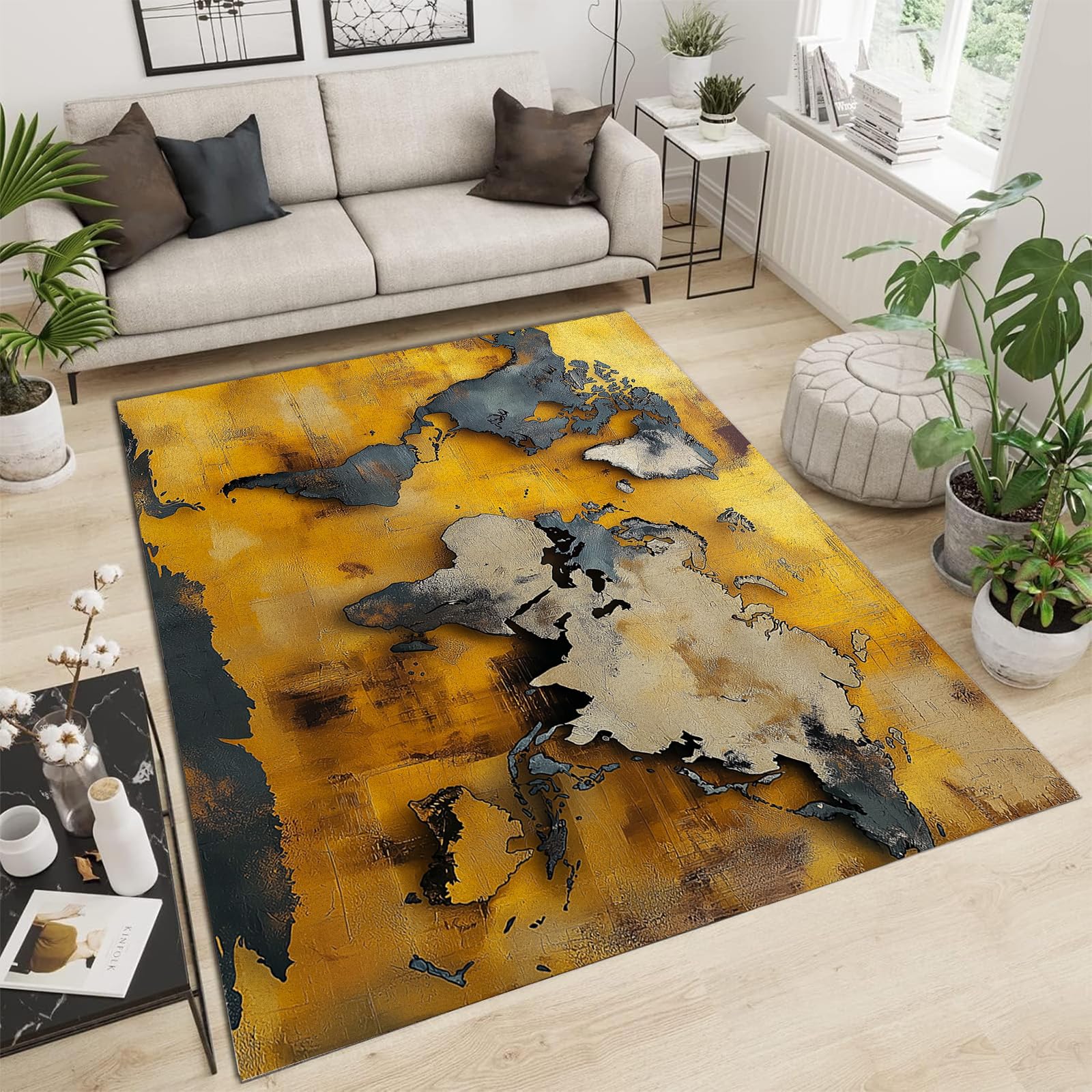 Tapis salon moderne abstrait 150x210cm grand tapis de sol doux pour chambre à poil ras