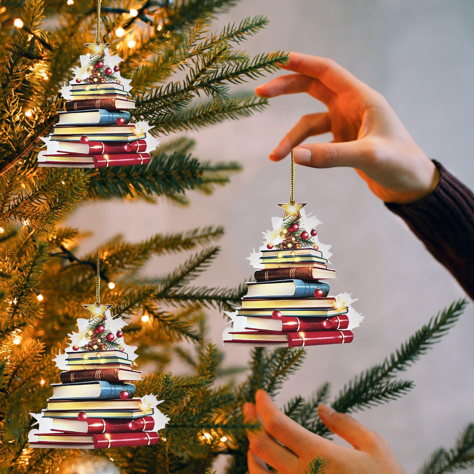Ornamento in legno personalizzato per l'albero dei libri di Natale con nome Decorazione per la biblioteca Regalo di Natale per i topi di biblioteca Am - CALLIE