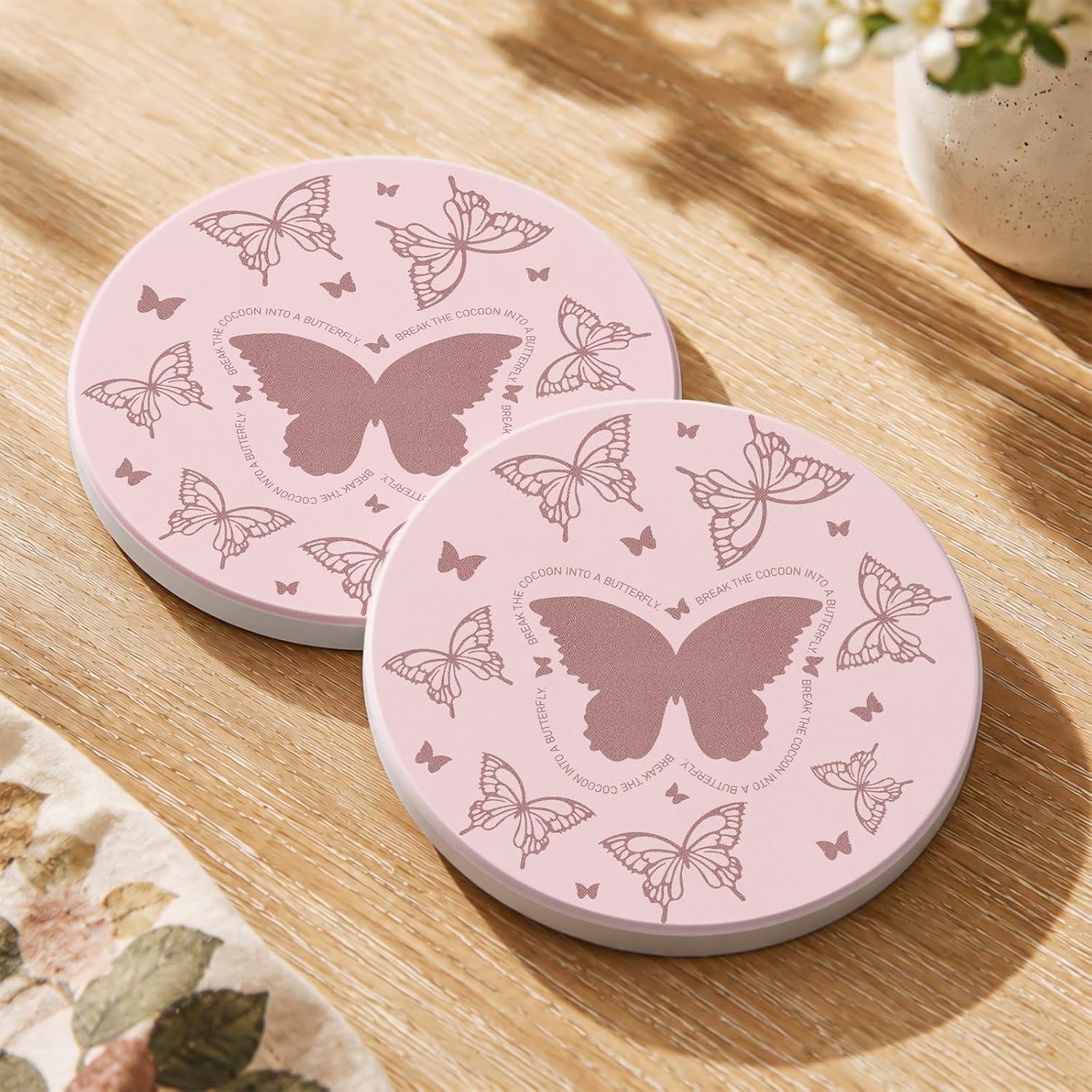 Oqplog 2 Pack Ceramic Absorbent Drink Coasters for Women