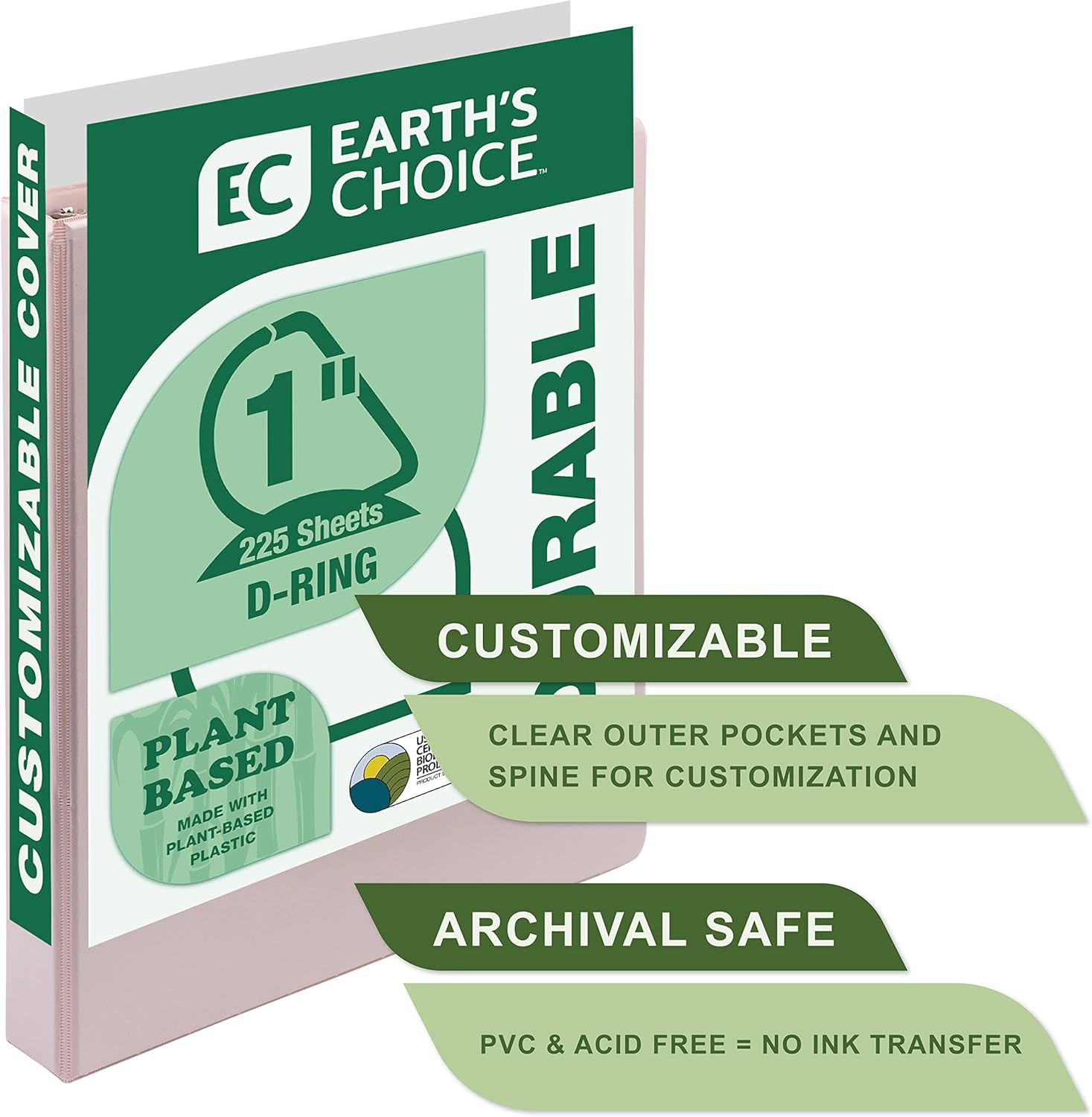 Samsill Durable 2 Inch Binder, Made In The USA, Round Ring Customizable Clear View Binder, White - View #6