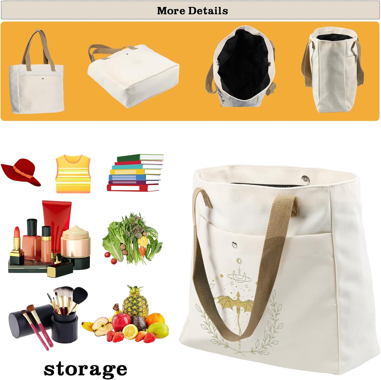 CMNIM Dragon Book Merch Book Lover Large Tote Bag Fantasy Book Series Gift Rider Gifts for Fans - Image 7