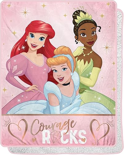 NORTHWEST Disney Princess - Manta Sherpa de seda táctil, 40 x 50 pulgadas, princesas mecedoras