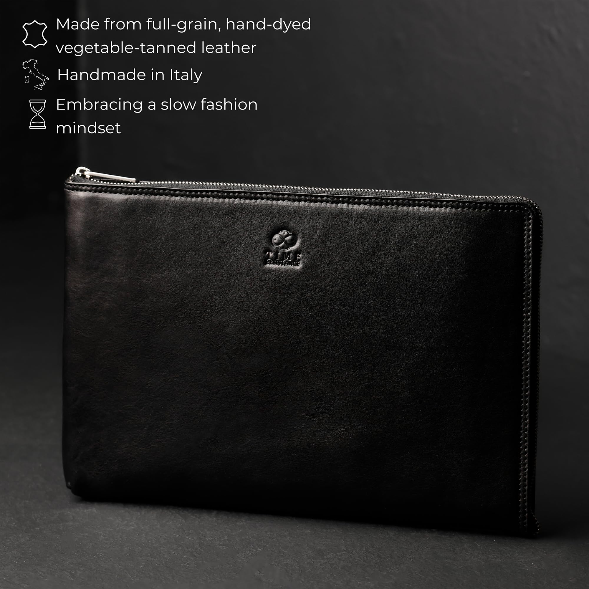 Time Resistance Pochette Uomo Fatta a Mano in Italia da Esperti Artigiani - Pratica da Polso con Cinturino Rimovibile - Borsello a Mano